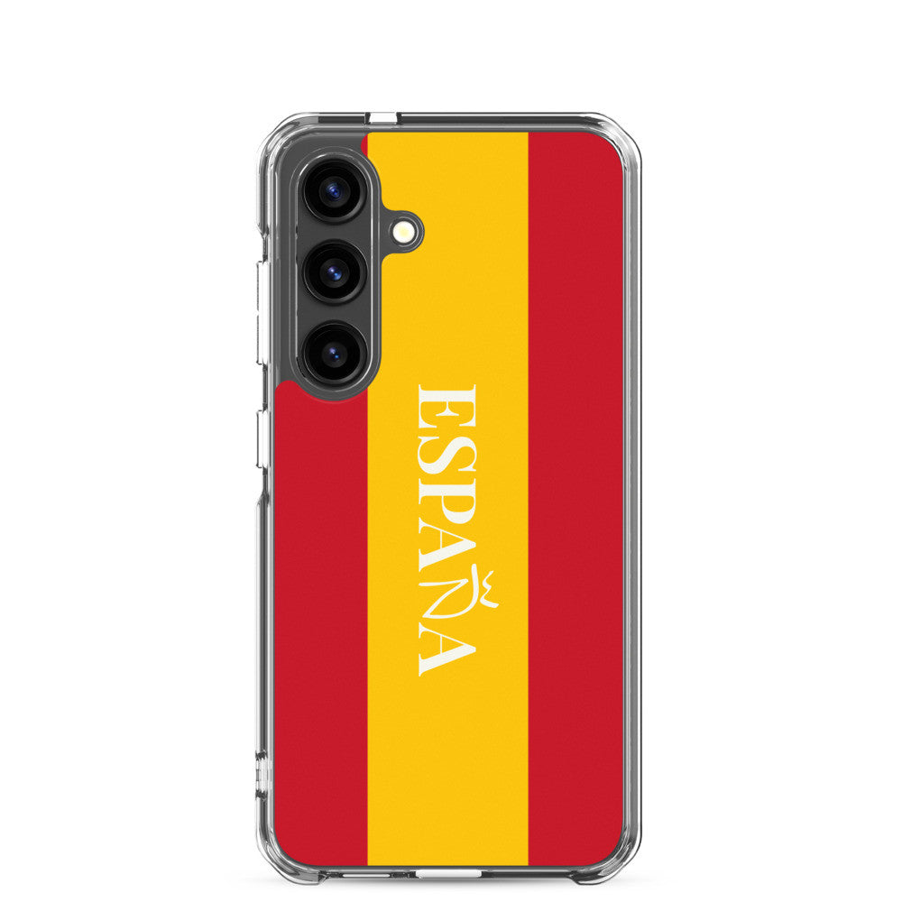 Carcasa transparente Samsung España con bandera y letra en blanco
