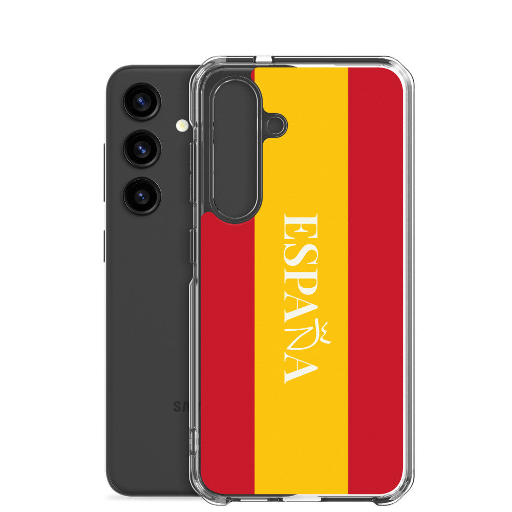 Carcasa transparente Samsung España con bandera y letra en blanco