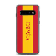Carcasa transparente Samsung España con bandera y letra en rojo