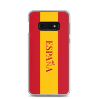 Carcasa transparente Samsung España con bandera y letra en rojo