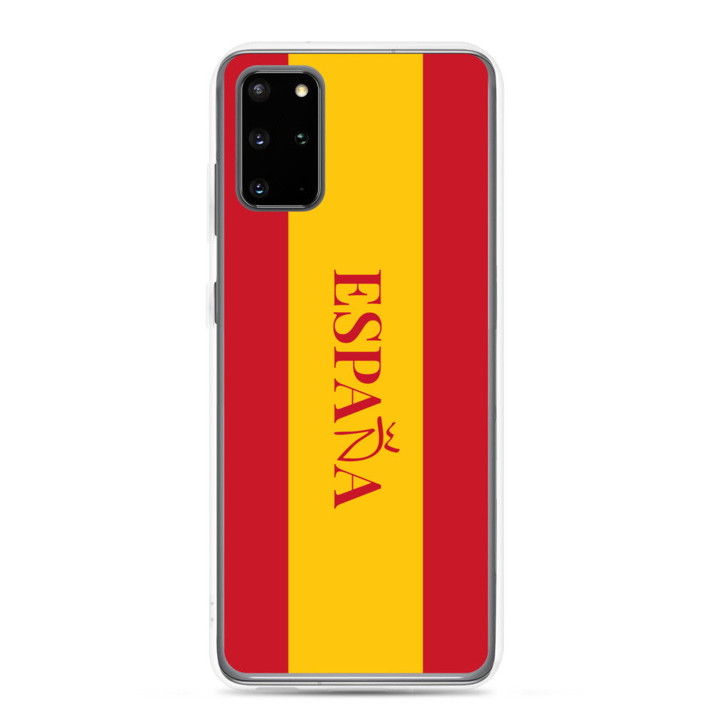 Carcasa transparente Samsung España con bandera y letra en rojo