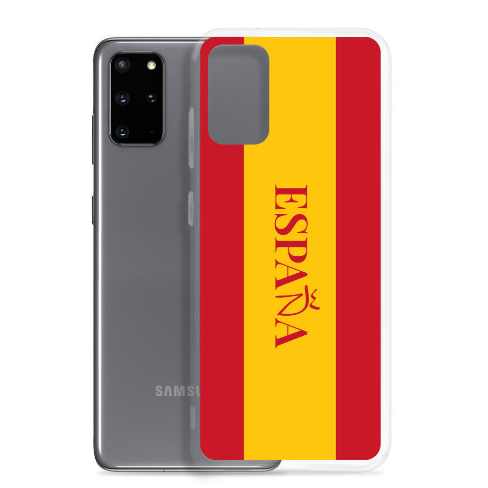 Carcasa transparente Samsung España con bandera y letra en rojo