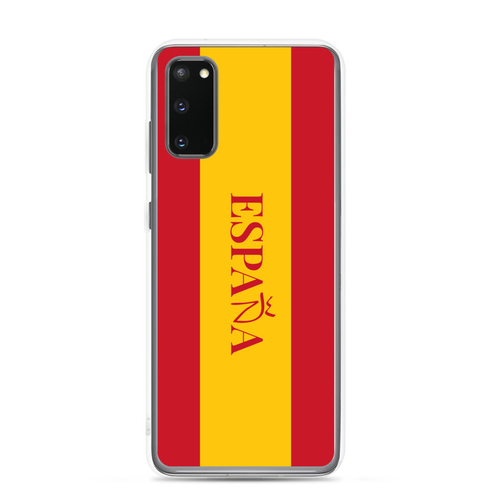 Carcasa transparente Samsung España con bandera y letra en rojo