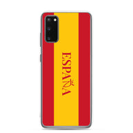 Carcasa transparente Samsung España con bandera y letra en rojo