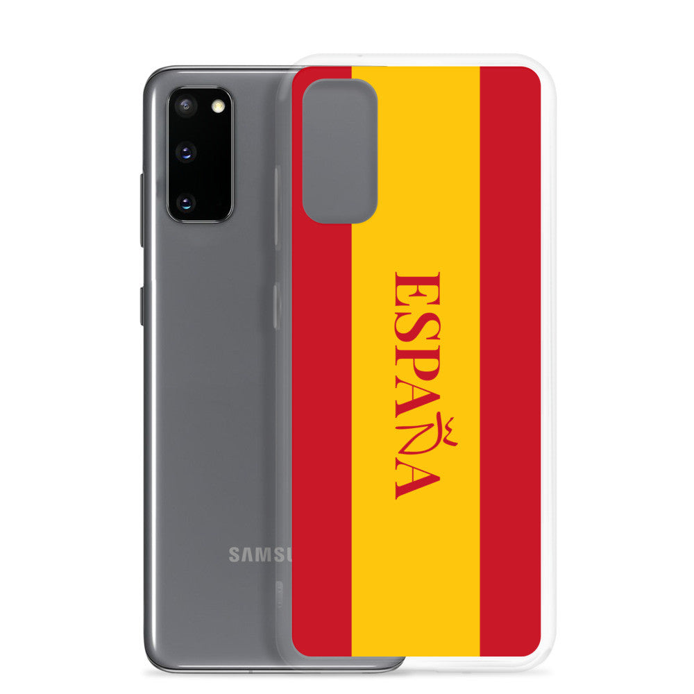 Carcasa transparente Samsung España con bandera y letra en rojo