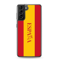 Carcasa transparente Samsung España con bandera y letra en rojo