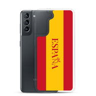 Carcasa transparente Samsung España con bandera y letra en rojo