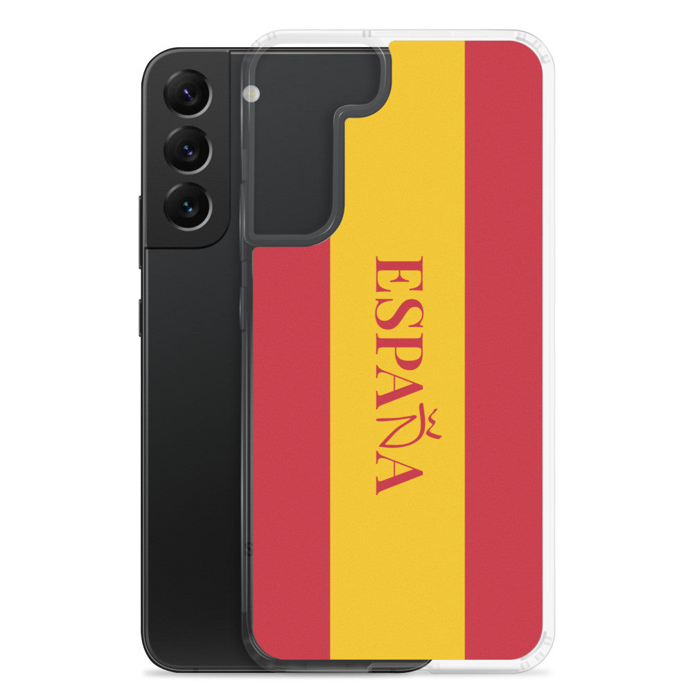 Carcasa transparente Samsung España con bandera y letra en rojo