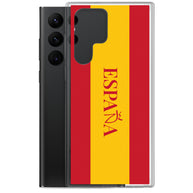 Carcasa transparente Samsung España con bandera y letra en rojo