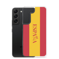 Carcasa transparente Samsung España con bandera y letra en rojo