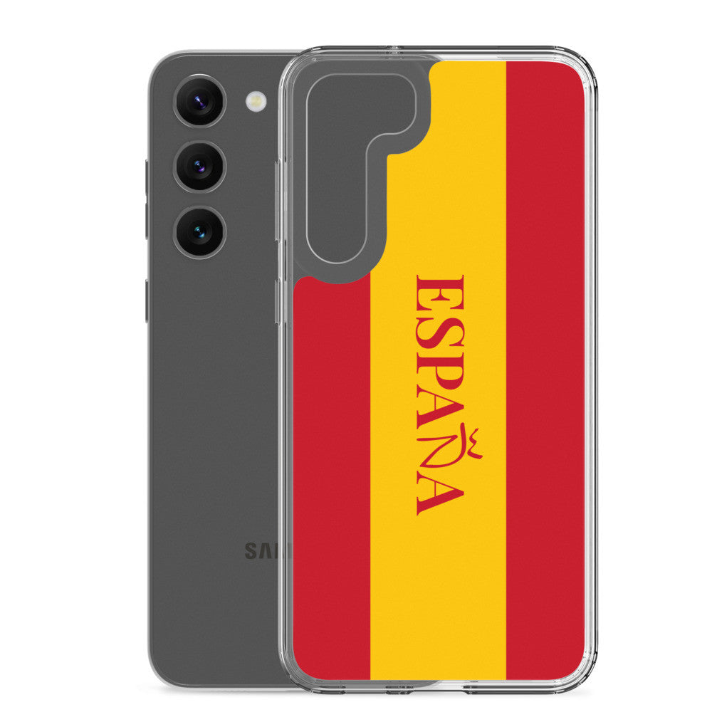 Carcasa transparente Samsung España con bandera y letra en rojo