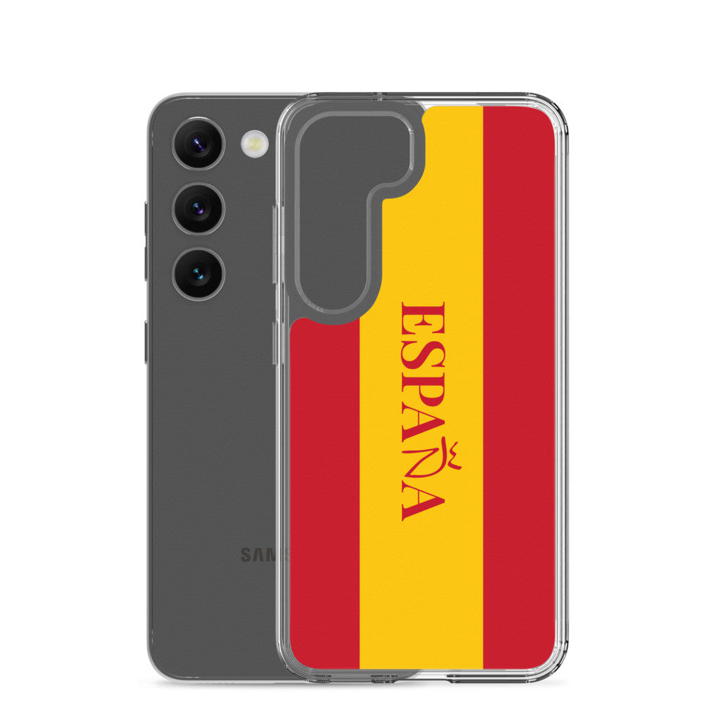 Carcasa transparente Samsung España con bandera y letra en rojo