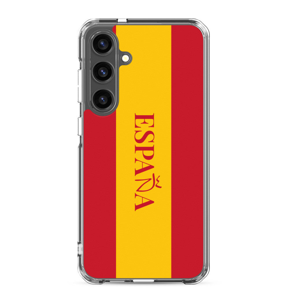 Carcasa transparente Samsung España con bandera y letra en rojo