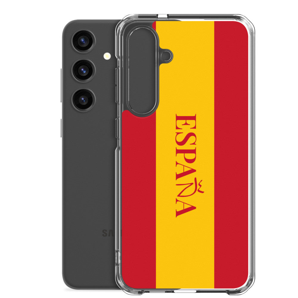 Carcasa transparente Samsung España con bandera y letra en rojo