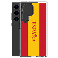 Carcasa transparente Samsung España con bandera y letra en rojo
