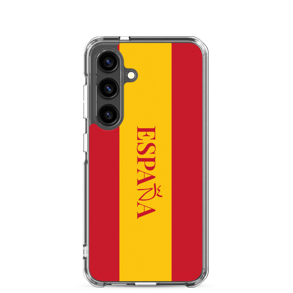 Carcasa transparente Samsung España con bandera y letra en rojo
