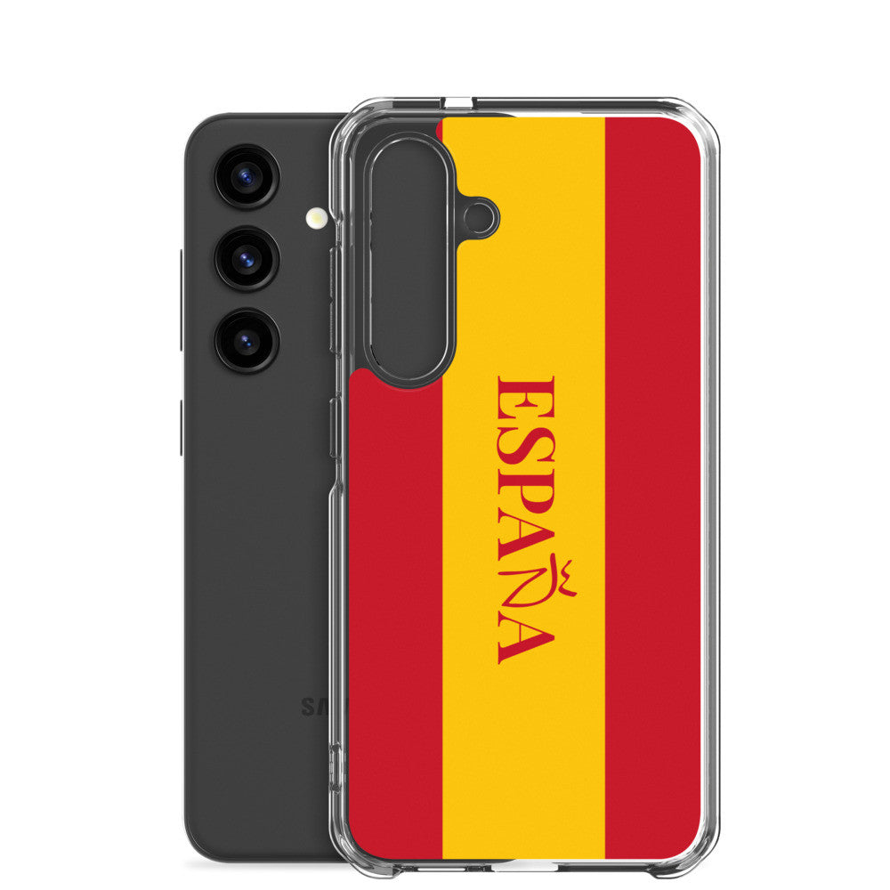 Carcasa transparente Samsung España con bandera y letra en rojo