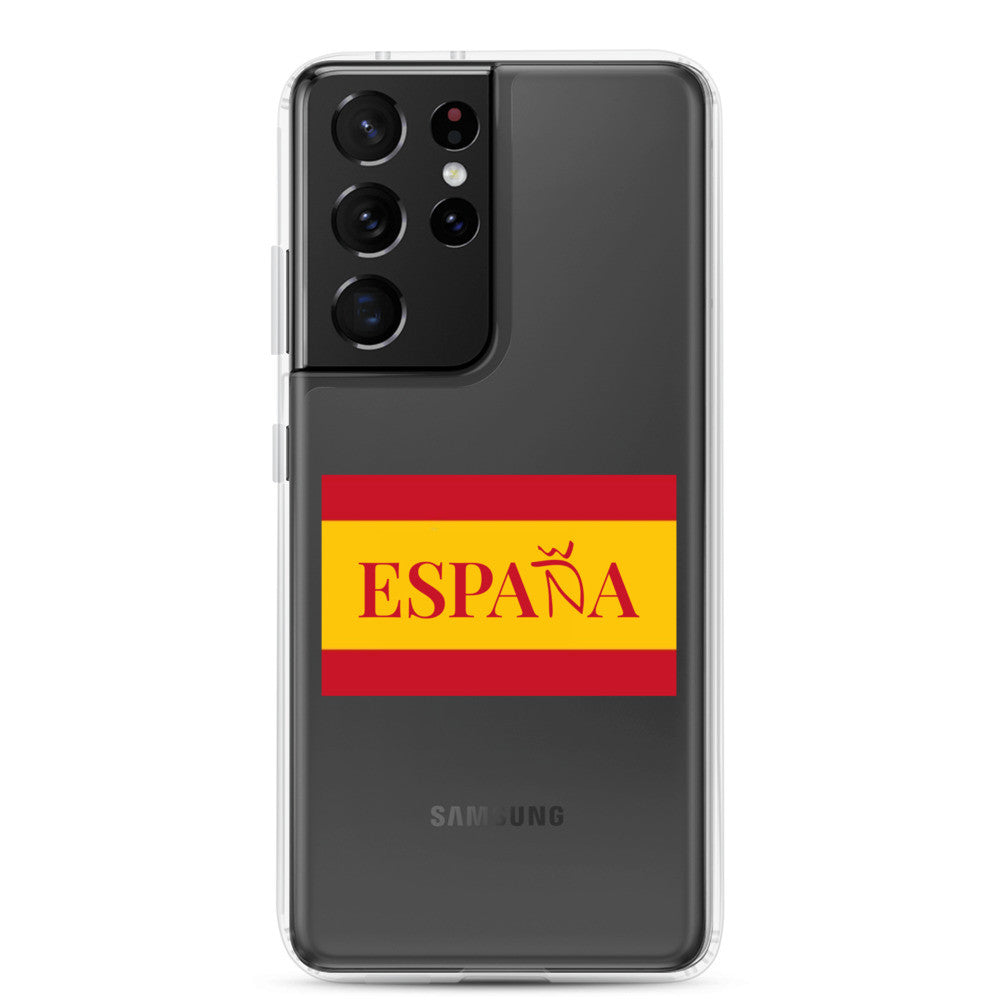 Carcasa transparente Samsung ESPAÑA con bandera pequeña