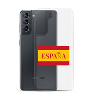 Carcasa transparente Samsung ESPAÑA con bandera pequeña