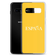 Carcasa transparente Samsung ESPAÑA amarilla letra blanca
