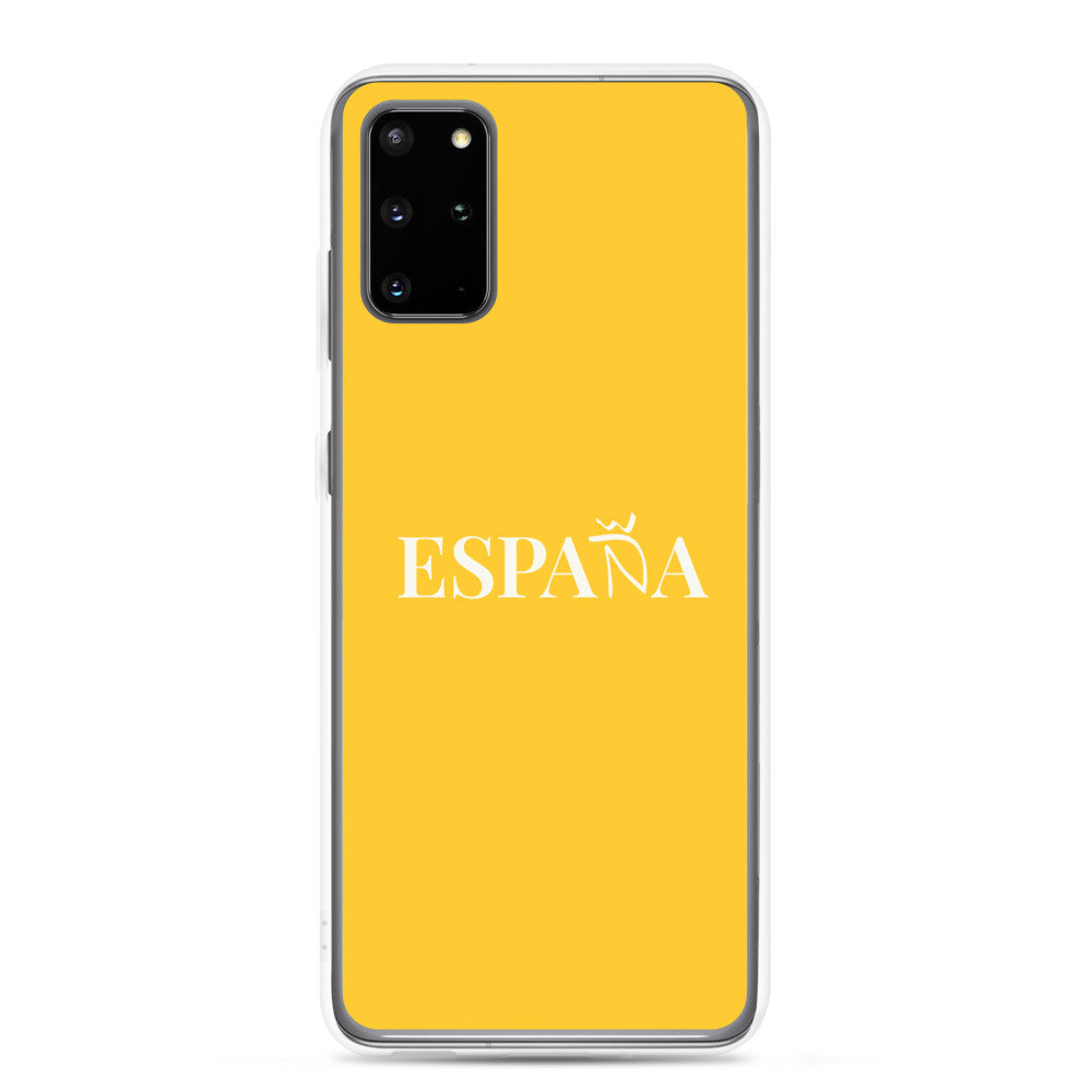 Carcasa transparente Samsung ESPAÑA amarilla letra blanca