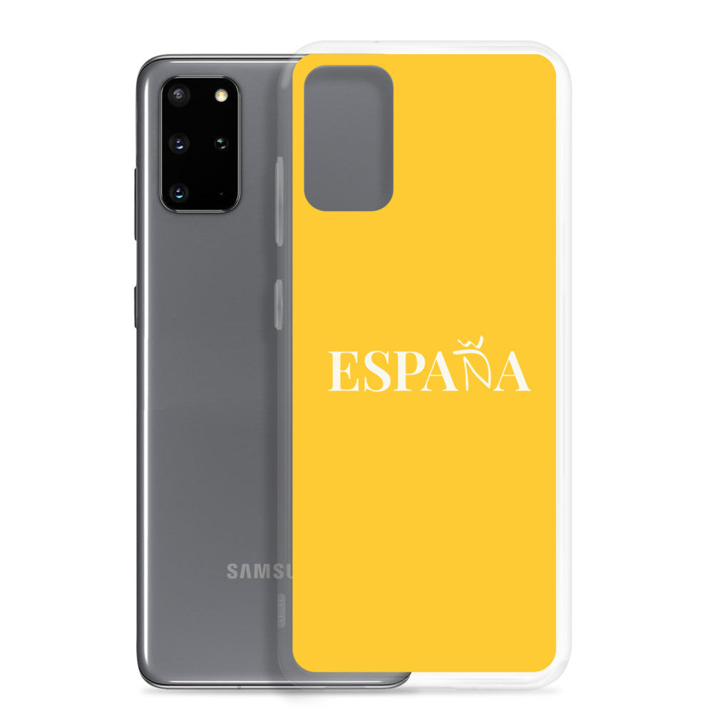 Carcasa transparente Samsung ESPAÑA amarilla letra blanca