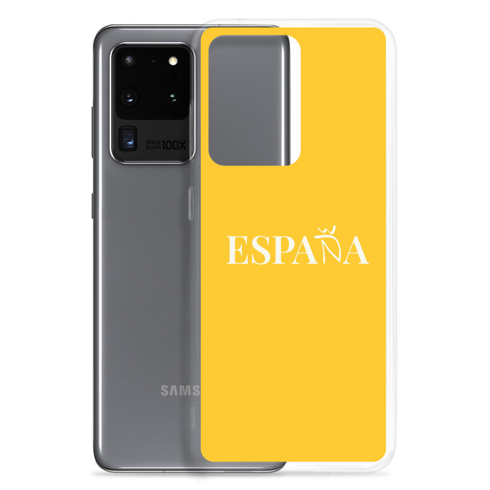 Carcasa transparente Samsung ESPAÑA amarilla letra blanca