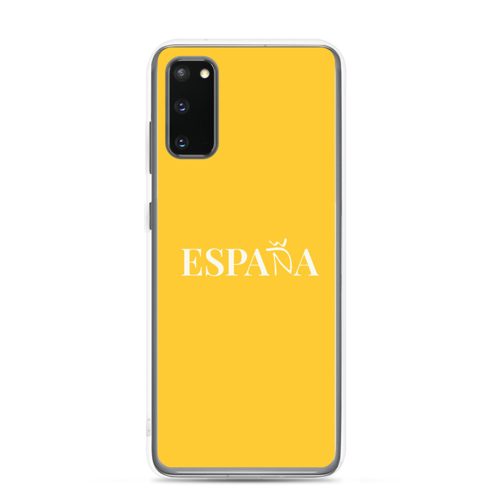 Carcasa transparente Samsung ESPAÑA amarilla letra blanca
