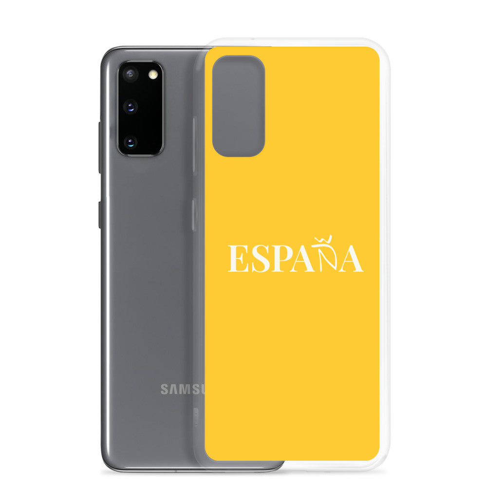 Carcasa transparente Samsung ESPAÑA amarilla letra blanca