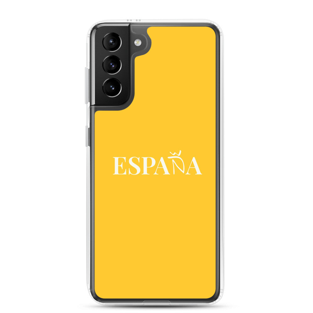 Carcasa transparente Samsung ESPAÑA amarilla letra blanca