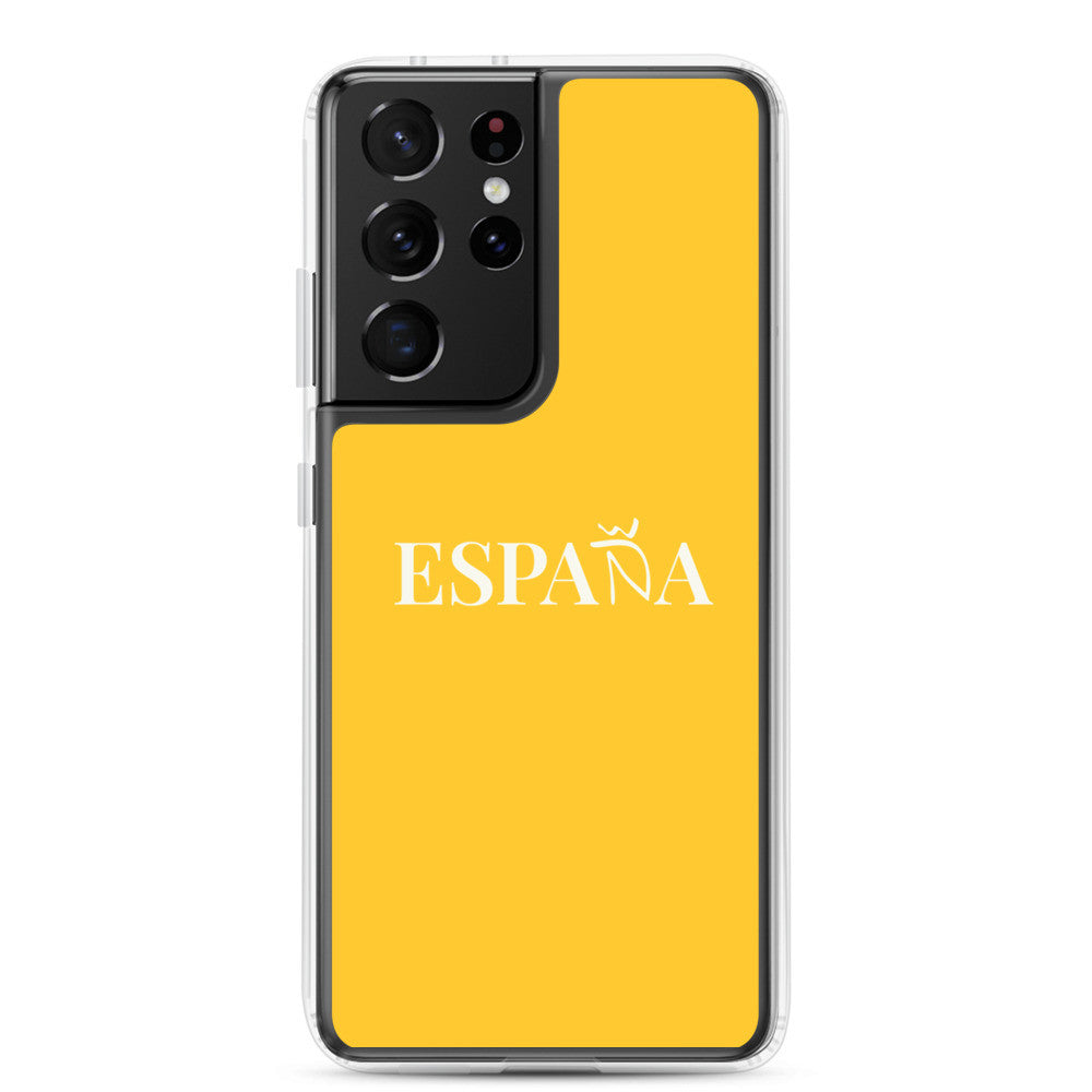Carcasa transparente Samsung ESPAÑA amarilla letra blanca