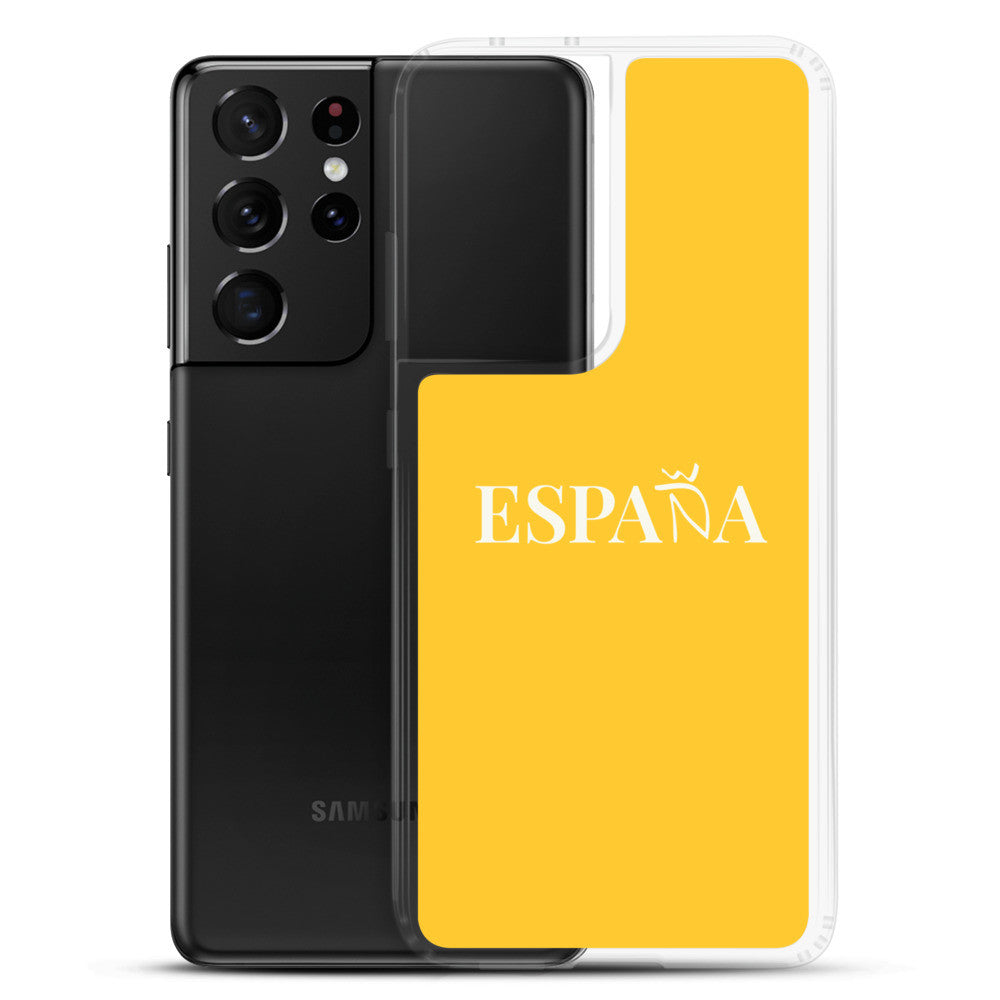 Carcasa transparente Samsung ESPAÑA amarilla letra blanca