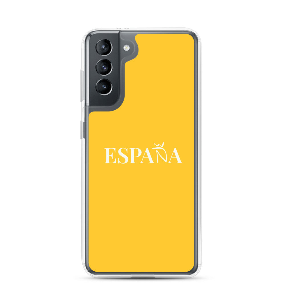 Carcasa transparente Samsung ESPAÑA amarilla letra blanca