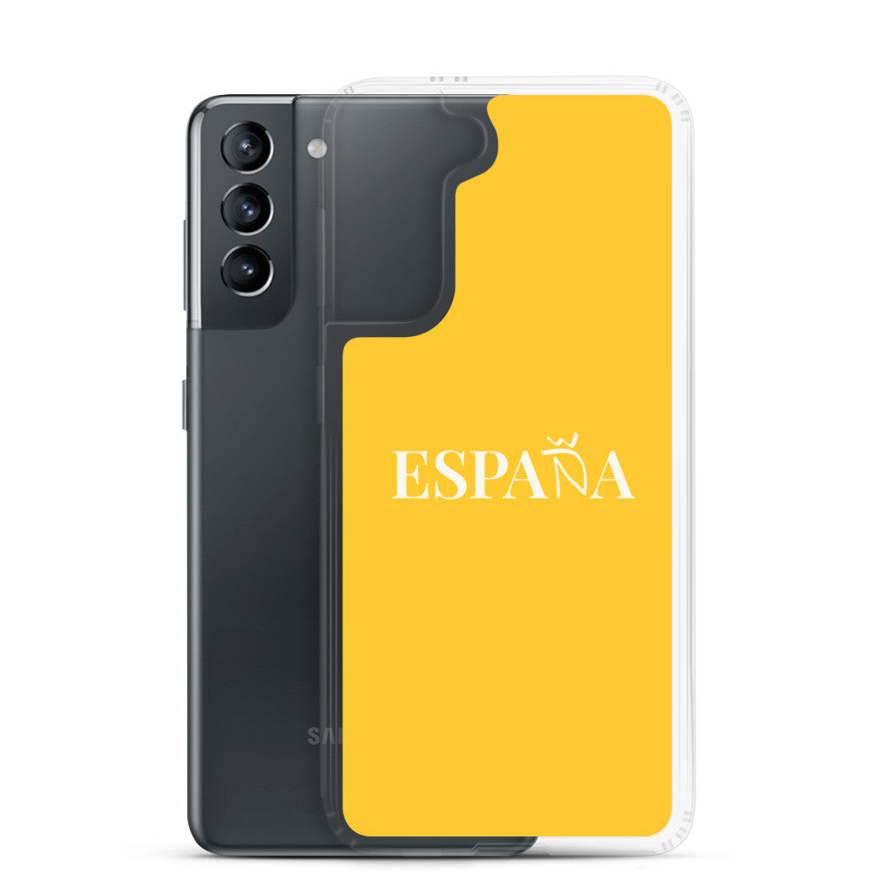 Carcasa transparente Samsung ESPAÑA amarilla letra blanca