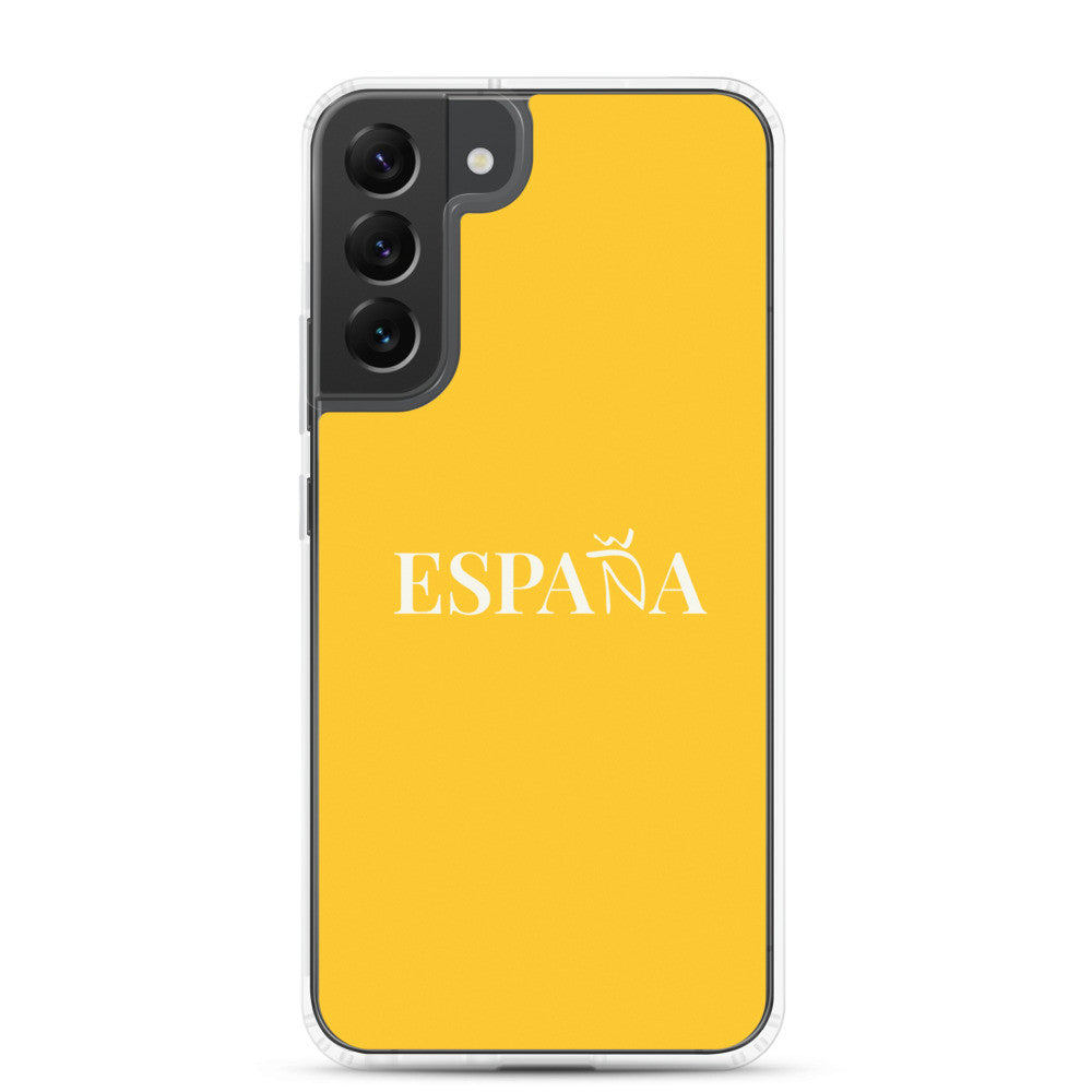 Carcasa transparente Samsung ESPAÑA amarilla letra blanca