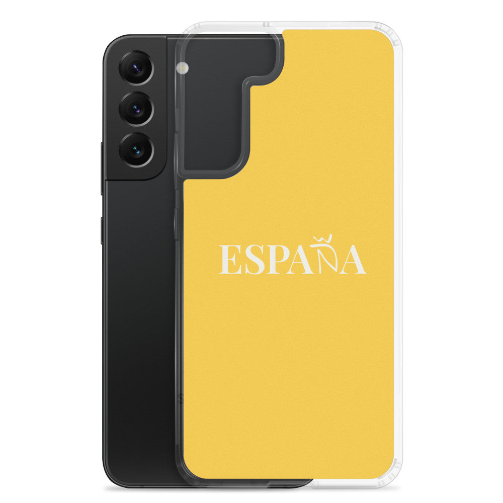 Carcasa transparente Samsung ESPAÑA amarilla letra blanca