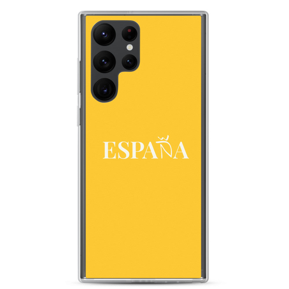 Carcasa transparente Samsung ESPAÑA amarilla letra blanca
