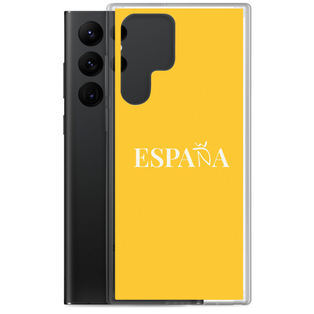 Carcasa transparente Samsung ESPAÑA amarilla letra blanca