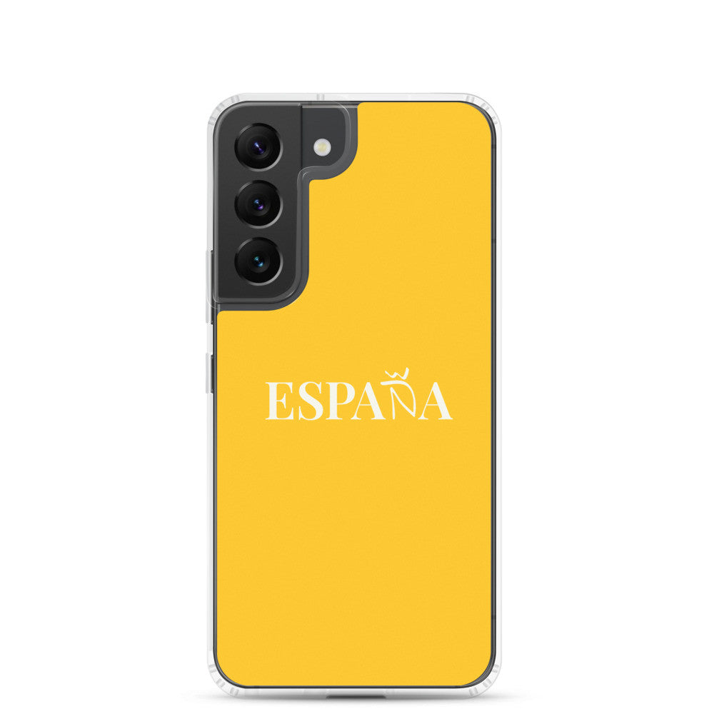 Carcasa transparente Samsung ESPAÑA amarilla letra blanca