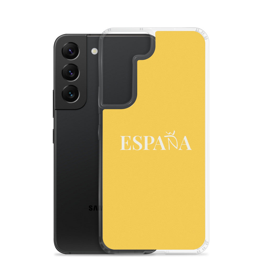 Carcasa transparente Samsung ESPAÑA amarilla letra blanca