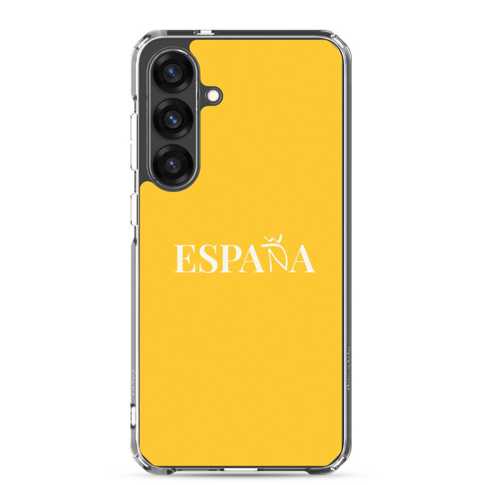 Carcasa transparente Samsung ESPAÑA amarilla letra blanca