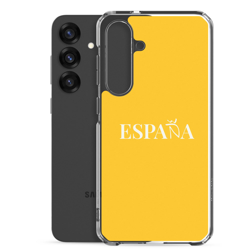 Carcasa transparente Samsung ESPAÑA amarilla letra blanca