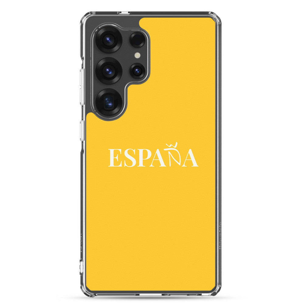 Carcasa transparente Samsung ESPAÑA amarilla letra blanca