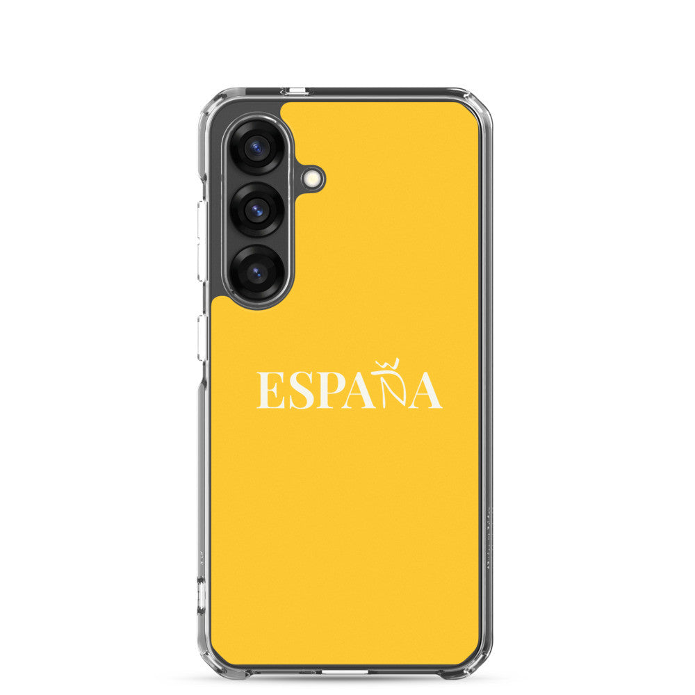 Carcasa transparente Samsung ESPAÑA amarilla letra blanca