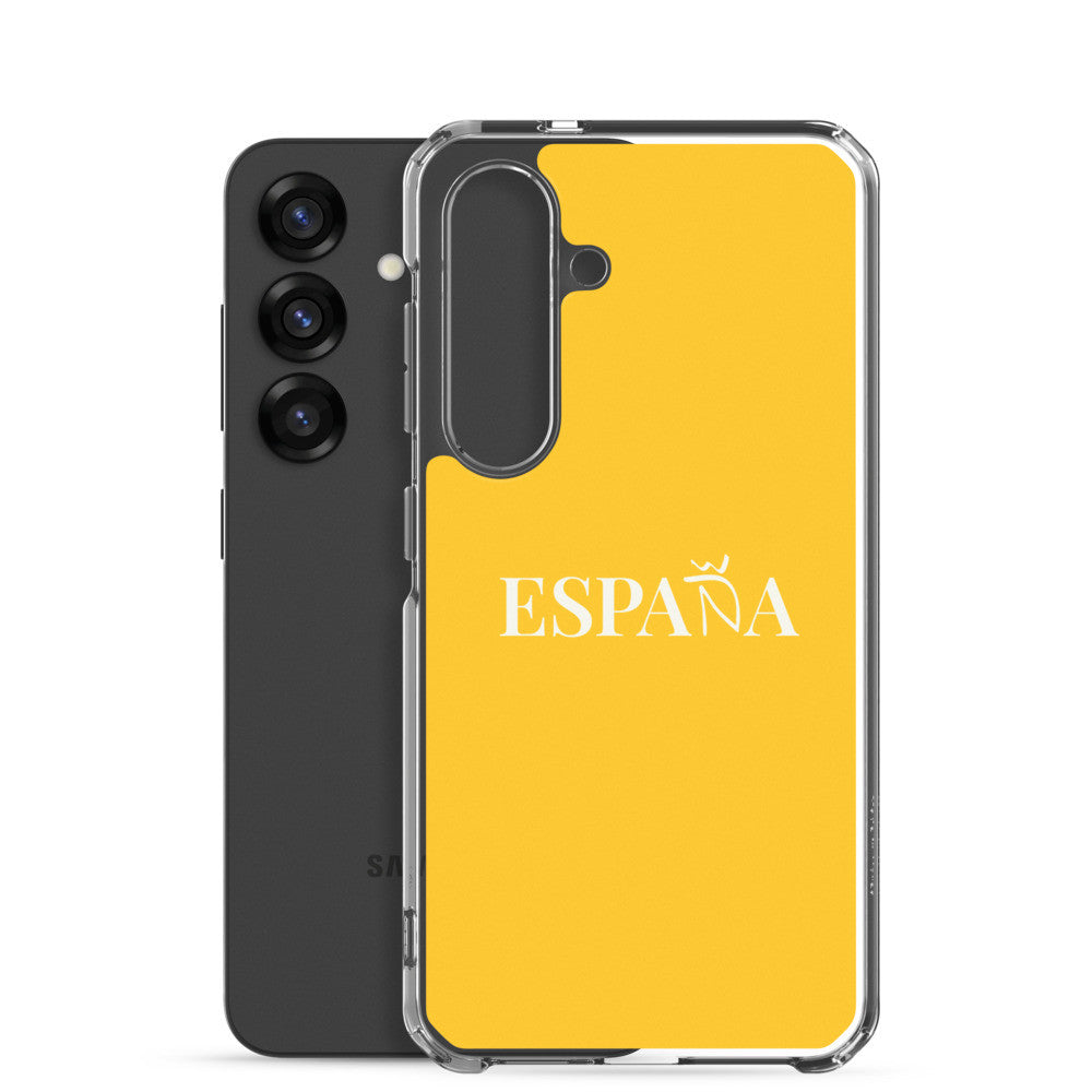 Carcasa transparente Samsung ESPAÑA amarilla letra blanca
