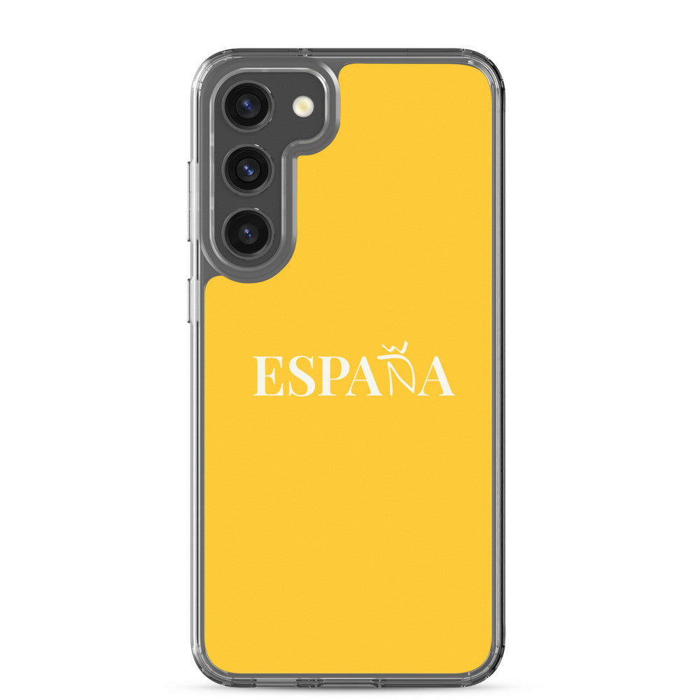 Carcasa transparente Samsung ESPAÑA amarilla letra blanca