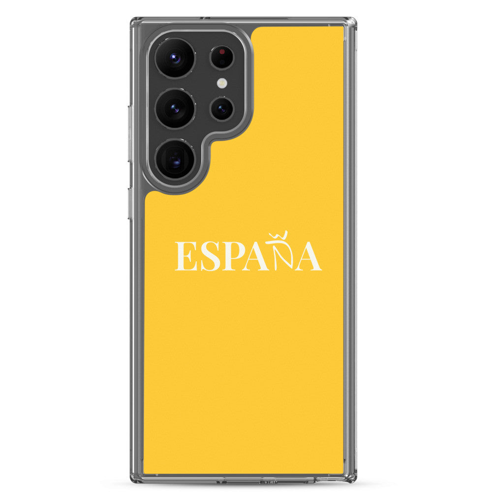 Carcasa transparente Samsung ESPAÑA amarilla letra blanca