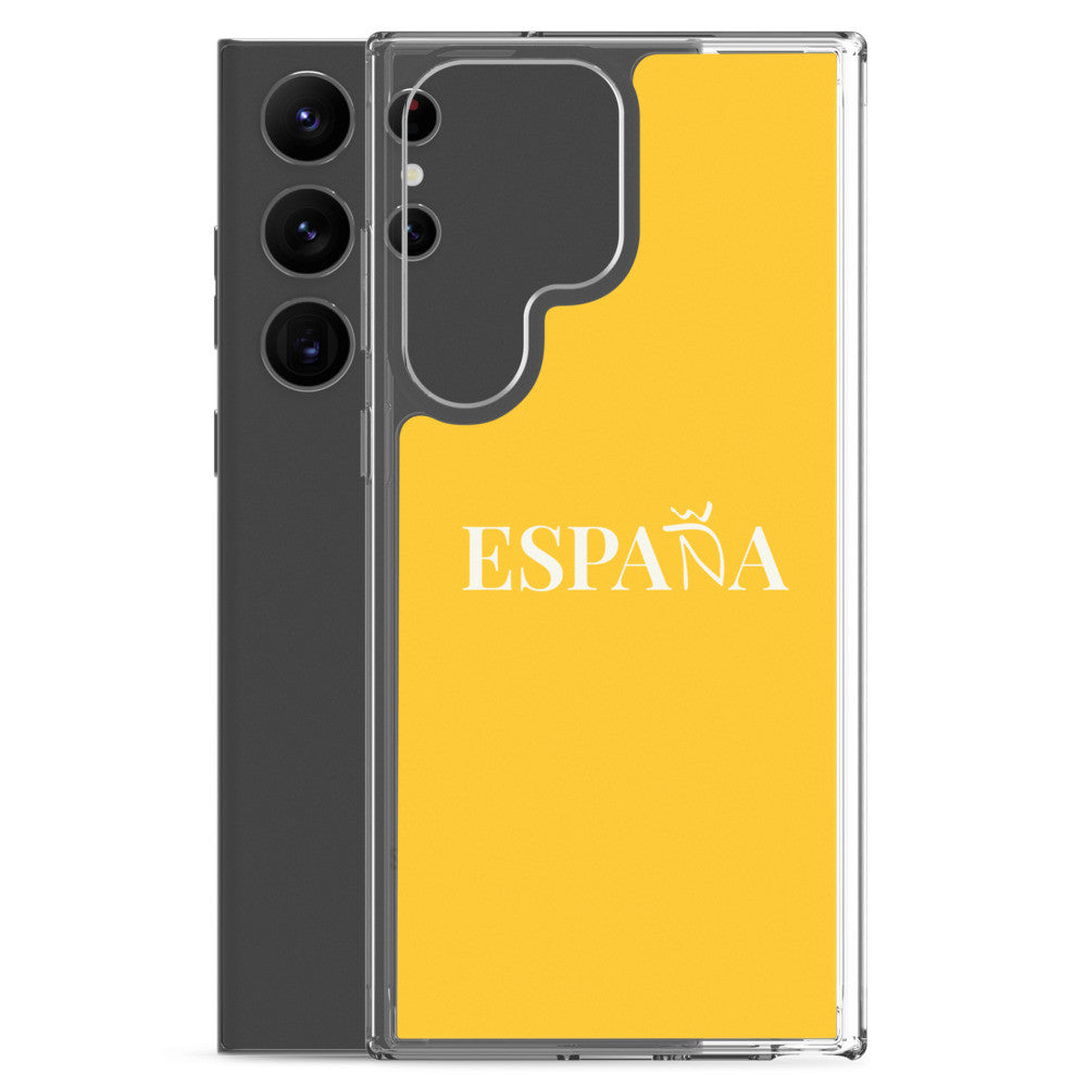 Carcasa transparente Samsung ESPAÑA amarilla letra blanca