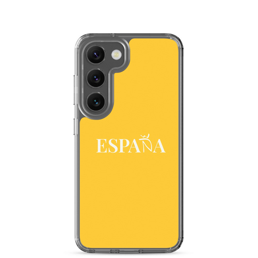 Carcasa transparente Samsung ESPAÑA amarilla letra blanca
