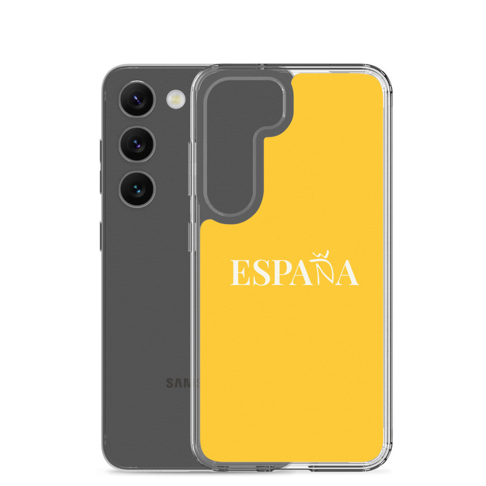 Carcasa transparente Samsung ESPAÑA amarilla letra blanca
